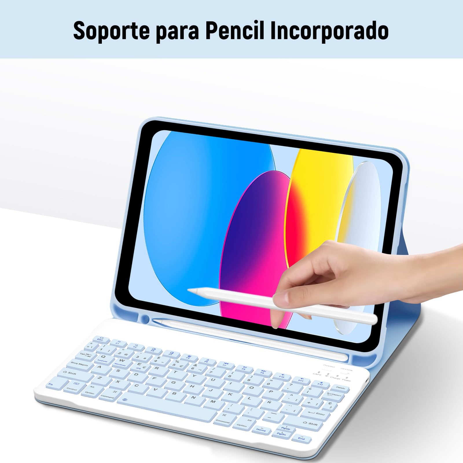 Lielax Funda con Teclado Español Ñ para iPad 10 Generación 2022/11 Generación A16 2025 (10.9/11 Pulgada),Teclado Bluetooth Magnético Desmontable para 10.ª Gen 2022, Azul