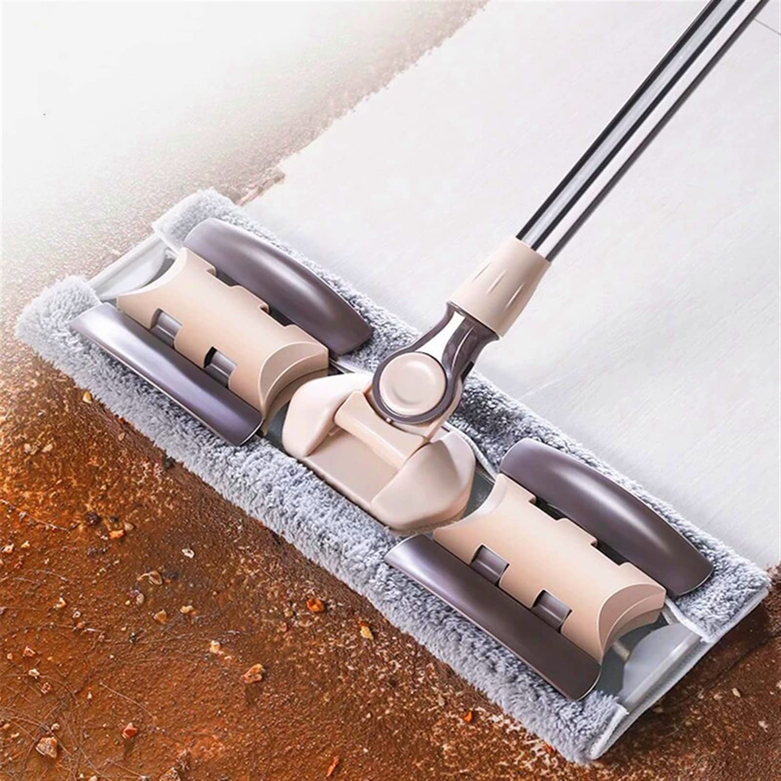 Fregar Piso de Madera de mop Microfibra Plana Perezosa MOP- 2 Telas/Almohadillas de mops Planas Reutilizables Lavables y Reutilizables, for Limpieza de Piso húmedo o seco Trapeador de Piso