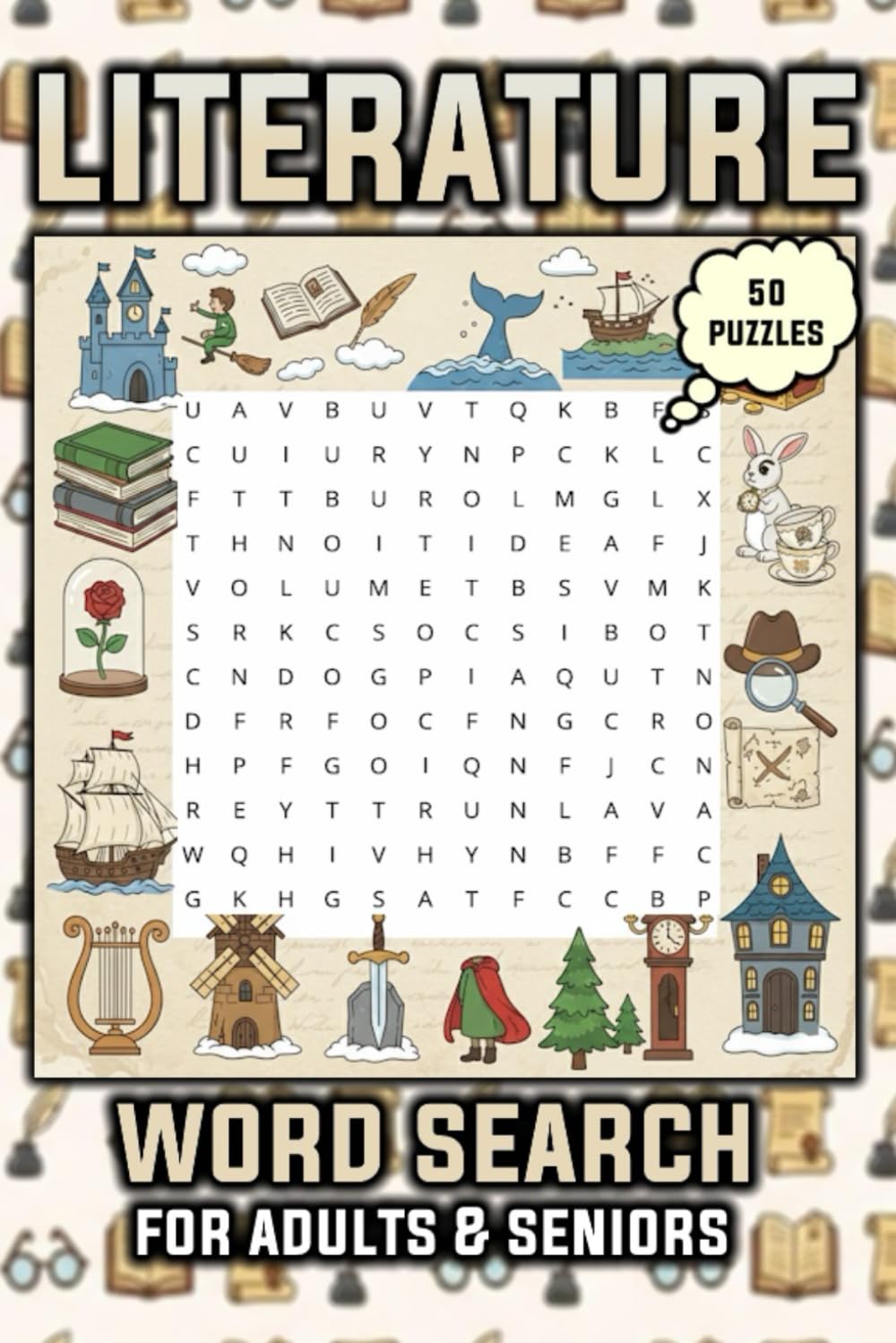 Classic Literature Word Search Puzzle Book: Literature Themed Word Searches for Adults & Seniors| 50 Puzzles with 9 Words Each, Solutions at Back | ... | Gift for Vacations, Holidays, and Relaxing