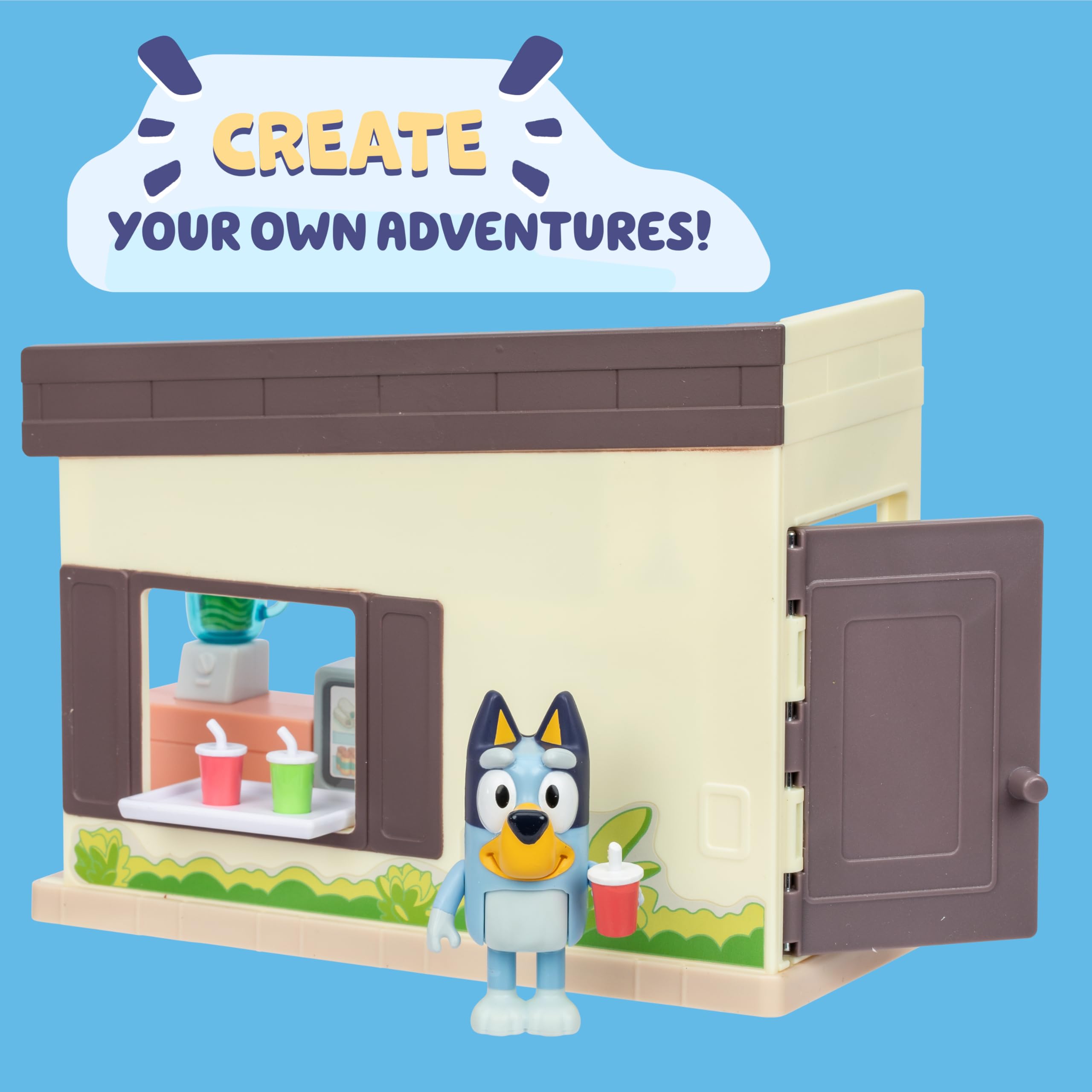 Bluey Juice Bar Playset, Includes Articulated Figure, Help