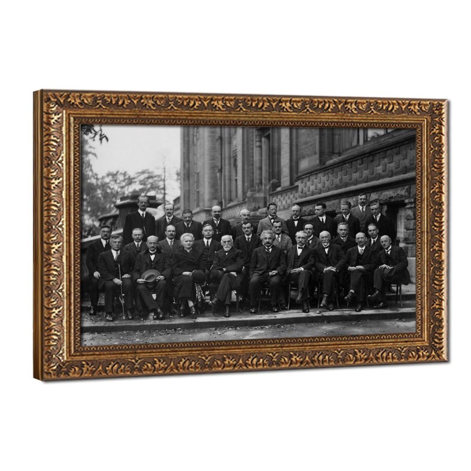 WCYB Fifth Solvay Conference 1927 Prints Posters Canvas Deco Paintings Wall Art For Office Hangable Frame 24" L X 36" W