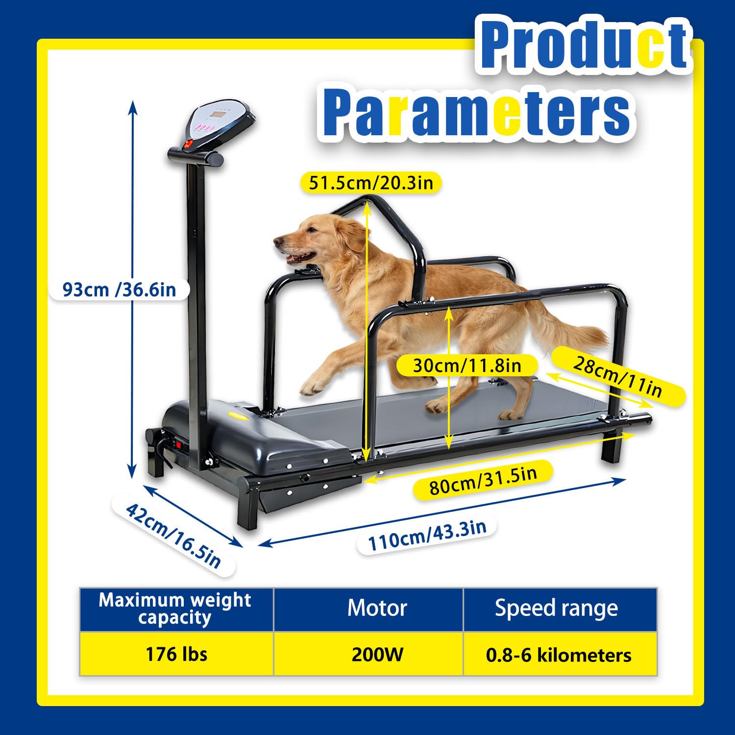 Fitness-Laufband für Haustiere, Hundelaufband, leiser Motor und einstellbare Geschwindigkeiten, mit Sicherheitszaun, Hundelaufband für große Hunde, Hundelaufband für mittelgroße Hunde