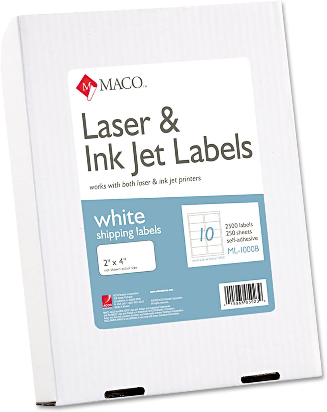 MACO Printable Labels for Shipping Laser/Ink Jet Compatible Shipping Labels, 10