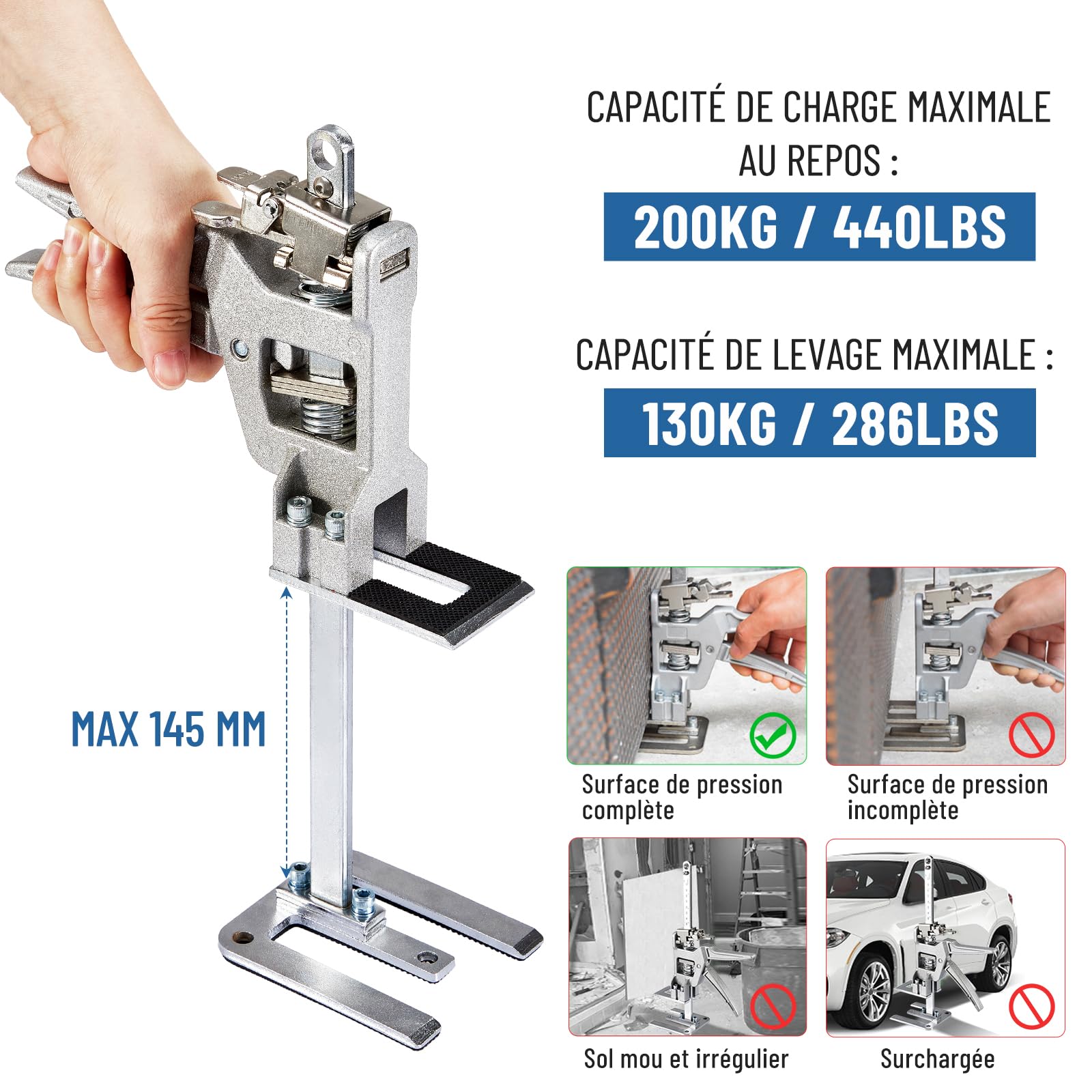 Leve Meuble 2 Pièces, Bras de Levage économisant le Travail avec échelle de Précision, Leve Plaque en Acier au Carbone pour Meubles Lourds, Leve Porte, Souleve Meuble, Capacité de Charge 400KG