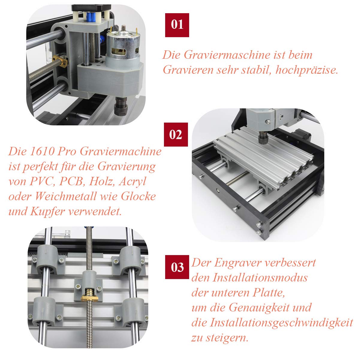 RATTMMOTOR CNC Fräsmaschine 1610 Pro Graviermaschine 3 Achsen CNC Router GRBL Streurung ER11 Engraver für Holz PVC PCB CNC Fräse DIY Gravierung