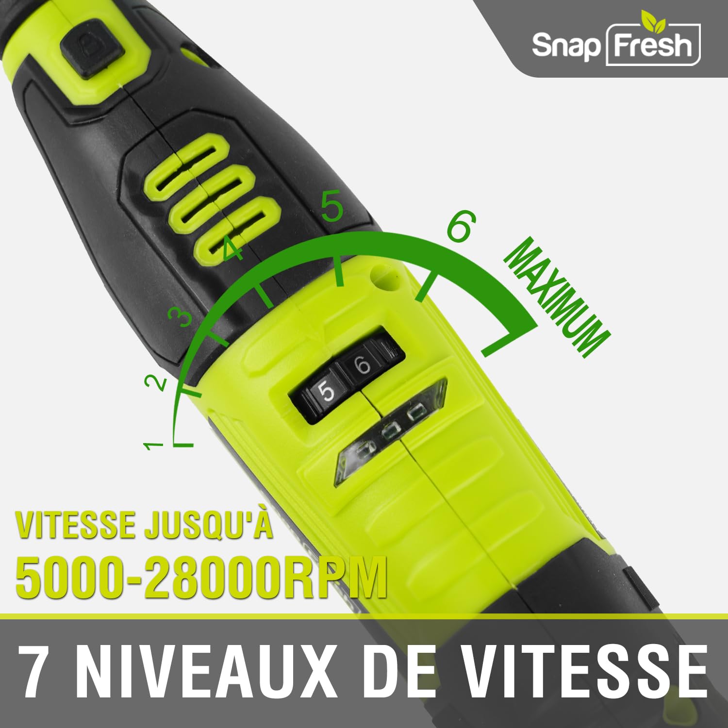 SnapFresh Outil Rotatif Multifonction Sans Fil 12V – 5000–28000 RPM pour Graver, Polir, Poncer, Percer et Bricolage, Arbre Flexible Inclus, 77 Accessoires & Chargeur Rapide 1 h