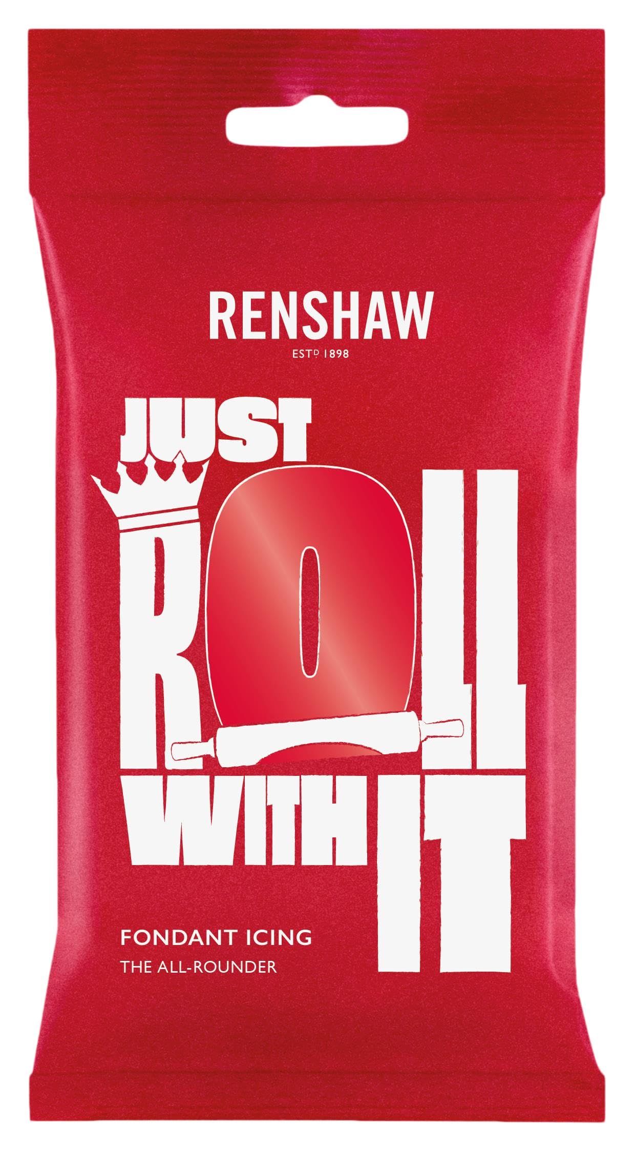 Renshaw Poppy Red Just Roll With It Fondant Icing, 1 kg (Pack of 1) - Ready to Roll Icing for Cakes