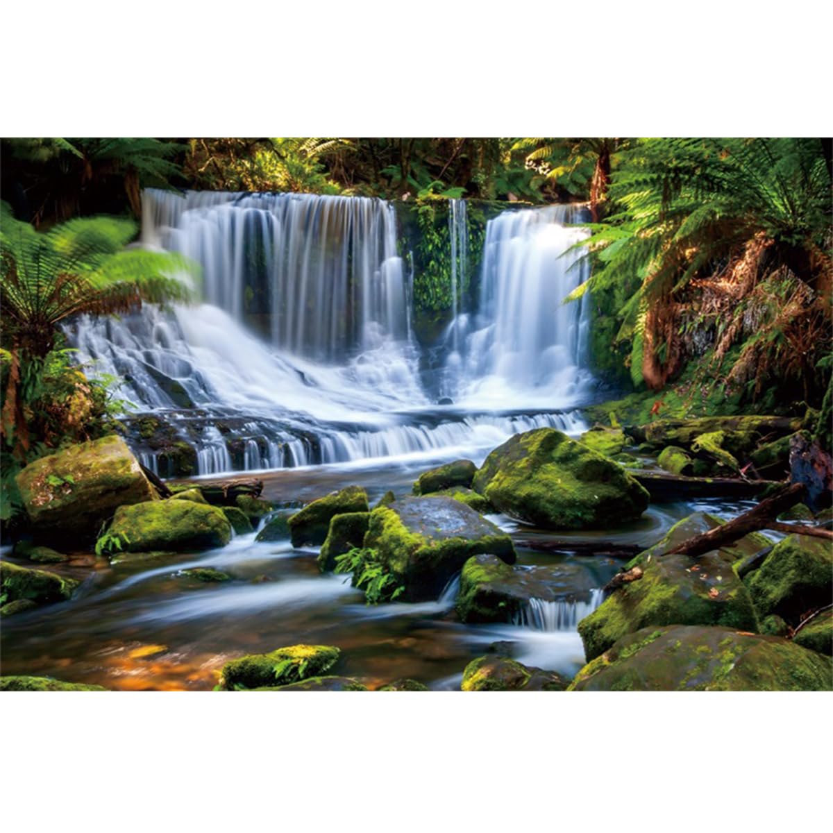 YongFoto Jungle Flowing Stream Forest Waterfall Backdrop 6x4ft Tropical Rainforest River Rock Moss Spring Nature Scenery Photography Background Party