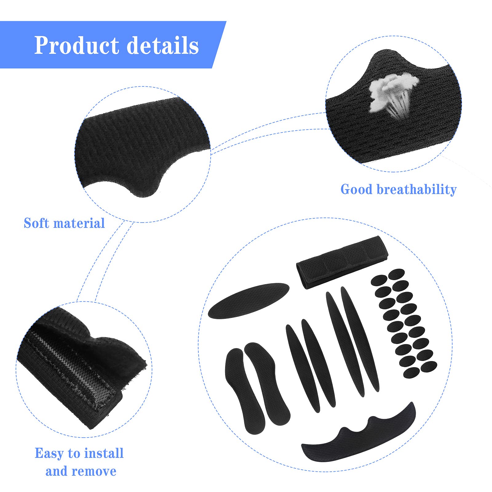 Mousse Casque Moto DURANTEY Coussinet De Casque De Vu00e9lo, 3 Kit De Coussinets De Mousse De Casque De Vu00e9lo Rembourrage En Mousse Pour Casque De Vu00e9lo Coussinets De Moto Universel Mousse Pour