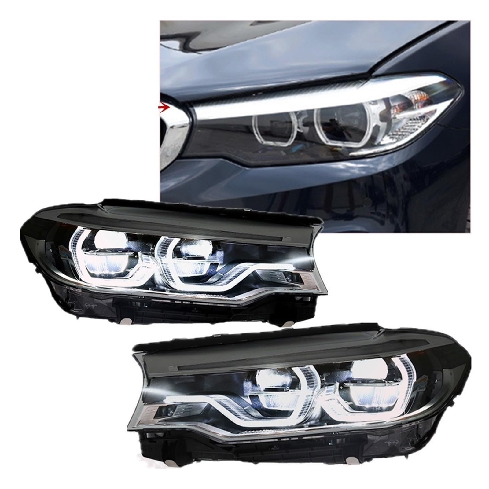 Lampada Fanale Posteriore Accessori auto per BMW G30 faro 2018-2020 530i 535i serie 5 G38 gruppo faro a aggiornamento luci anteriori per Plug And Play