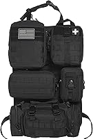 Vista 7 de Pack de 6 organizadores tácticos Molle para respaldo de asiento de coche - Organizador táctico de panel para vehículo con 5 bolsas Molle