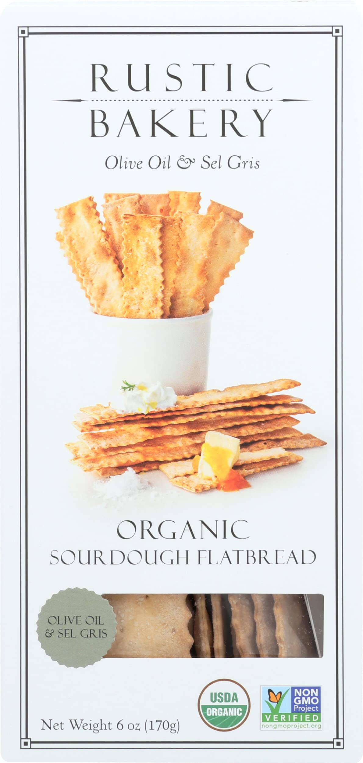 Rustic Bakery Organic Olive Oil and Sel Gris Flavored Sourdough Flatbread, Vegan, Non GMO, 6 Ounce (Pack of 12)