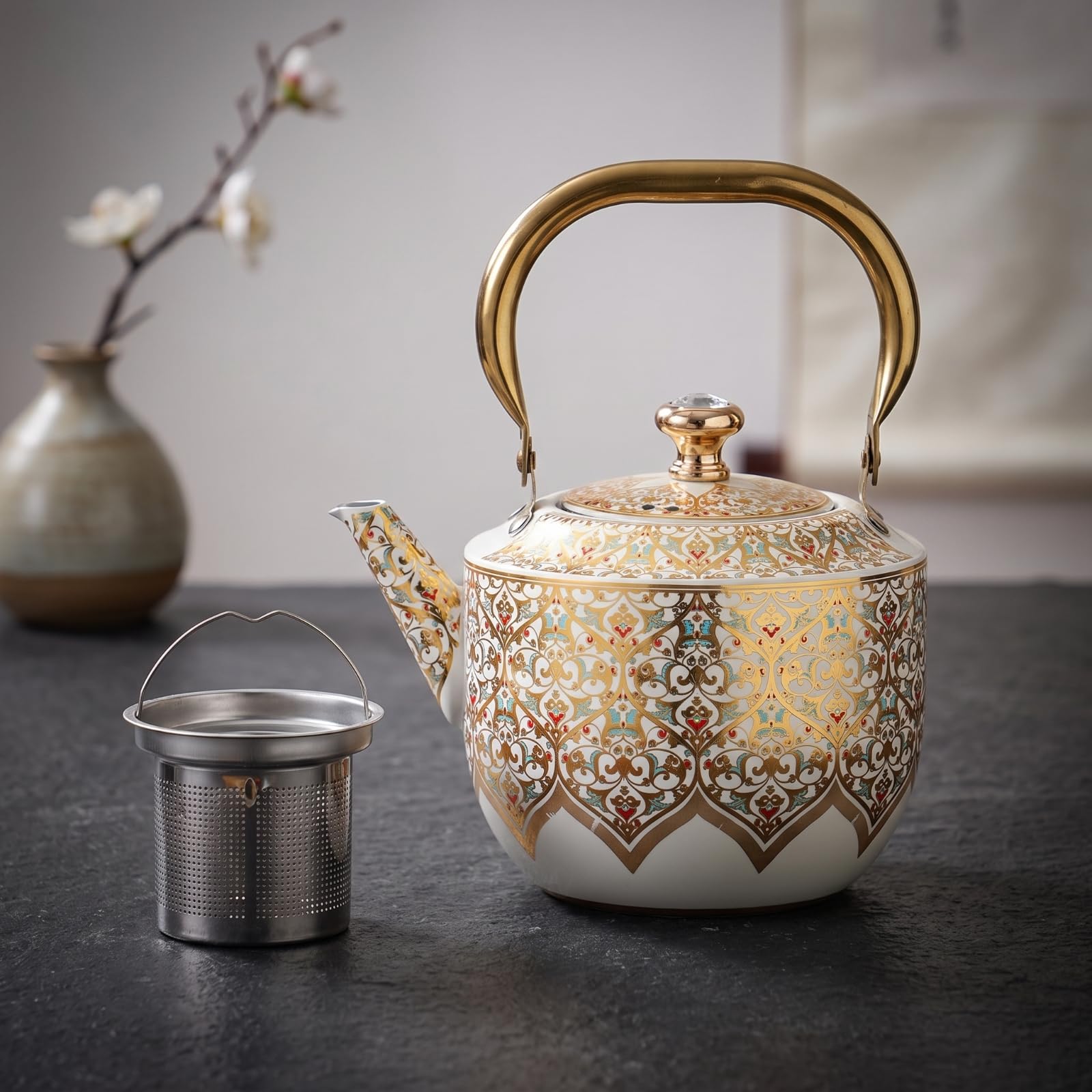 Sharplace Tetera de Acero Inoxidable Tetera Hervidor Jarra Olla con Mango Ergonómico y Vertido sin Goteo Calentamiento Uniforme en Placa Adecuada para Hogar Invitados Colección