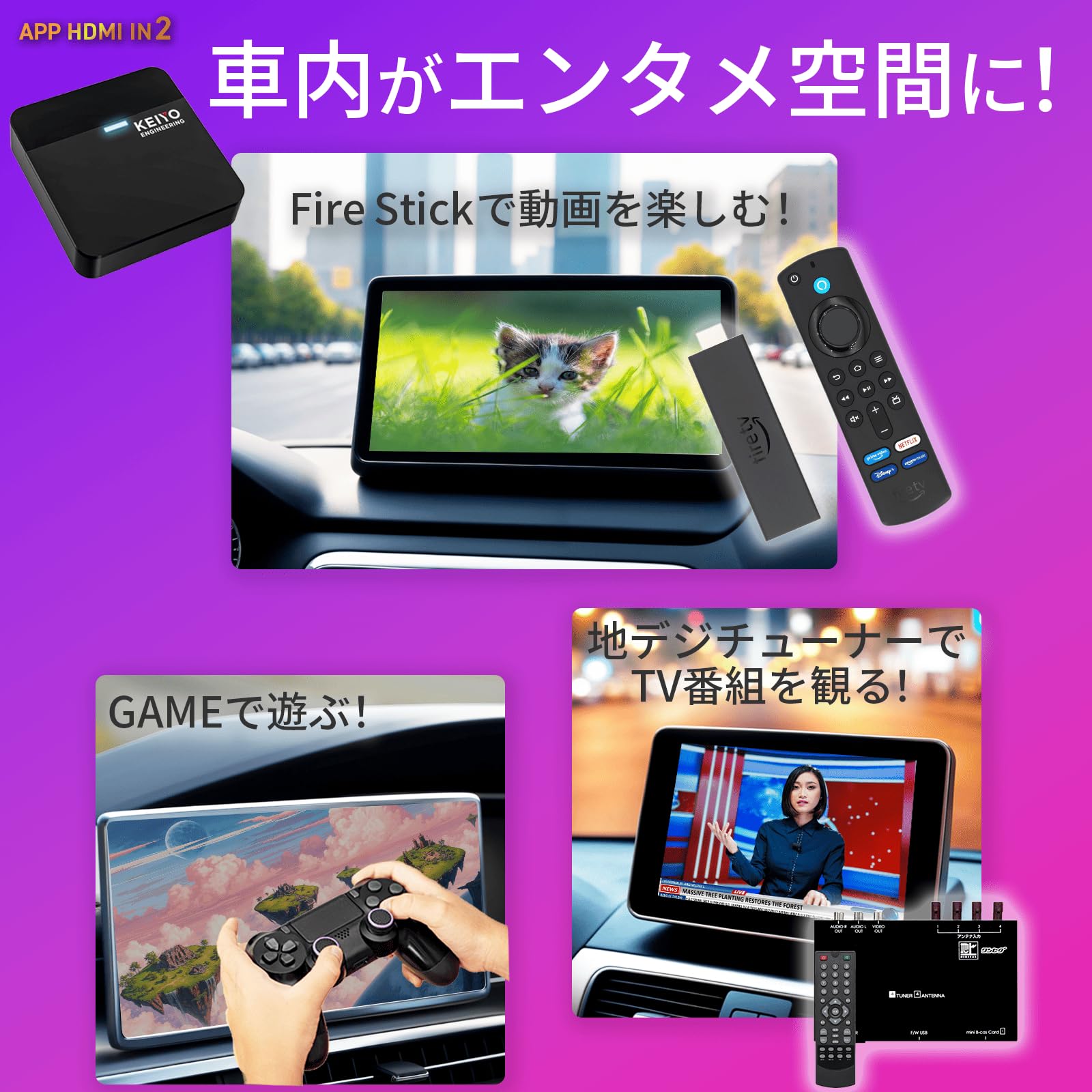 Amazon.co.jp: KEIYO [APP HDMI IN2] HDMI Input for Video Watching