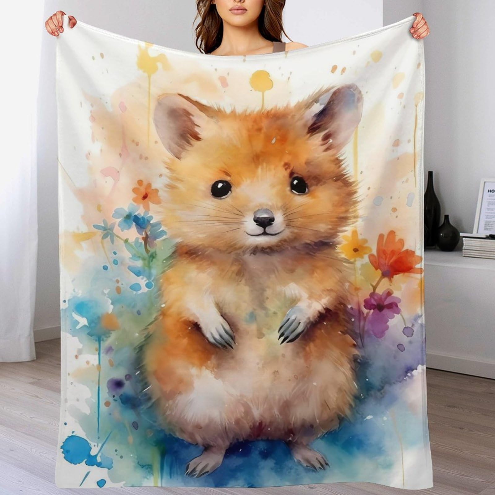 Couverture hamster premium en flannel polaire douce de 130x150cm pour fauteuil