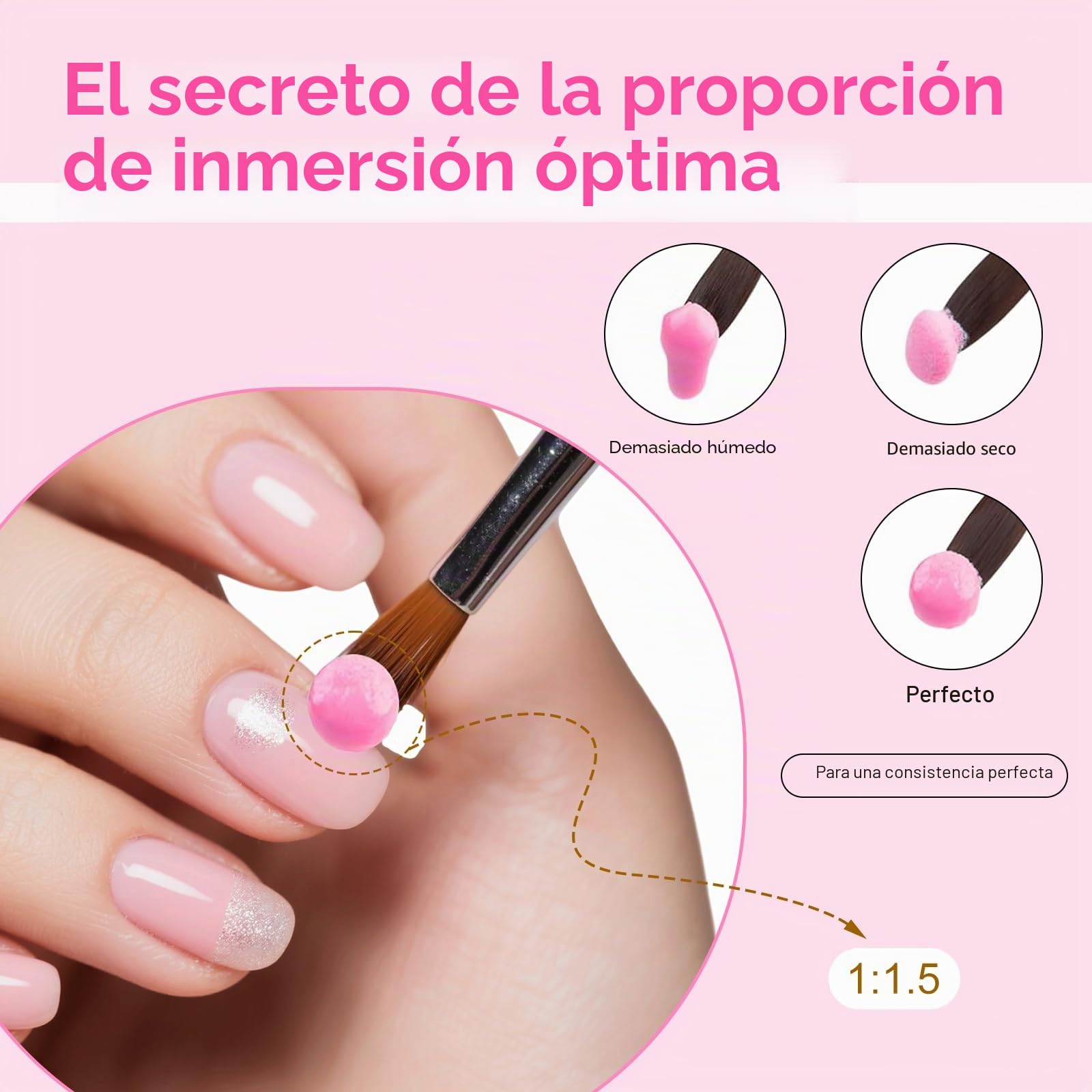 Set 3 Pinceles para Uñas Acrílicas 8/10/14, Pincel Uñas Gel UV, Kit Pinceles Decoración Uñas Profesional, Acrílico y Polvo Acrílico, Ideal para Principiantes, Nail Art, Regalo Mujer DIY