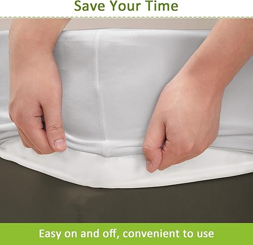 Miniatura 7 de Bedecor Funda de somier dividido de 4 a 9 pulgadas, tamaño King, color blanco con tela de jersey elástica, funda de marco de cama envolvente