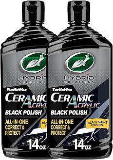 Hybrid Solutions Ceramic Acrylic Black Car Polish and Wax, Car Scratch Remover & Car Paint Restorer for Black Cars, Deep Shine, Ceramic Coating Protection & Water Beading, 14 oz (Pack of 2)