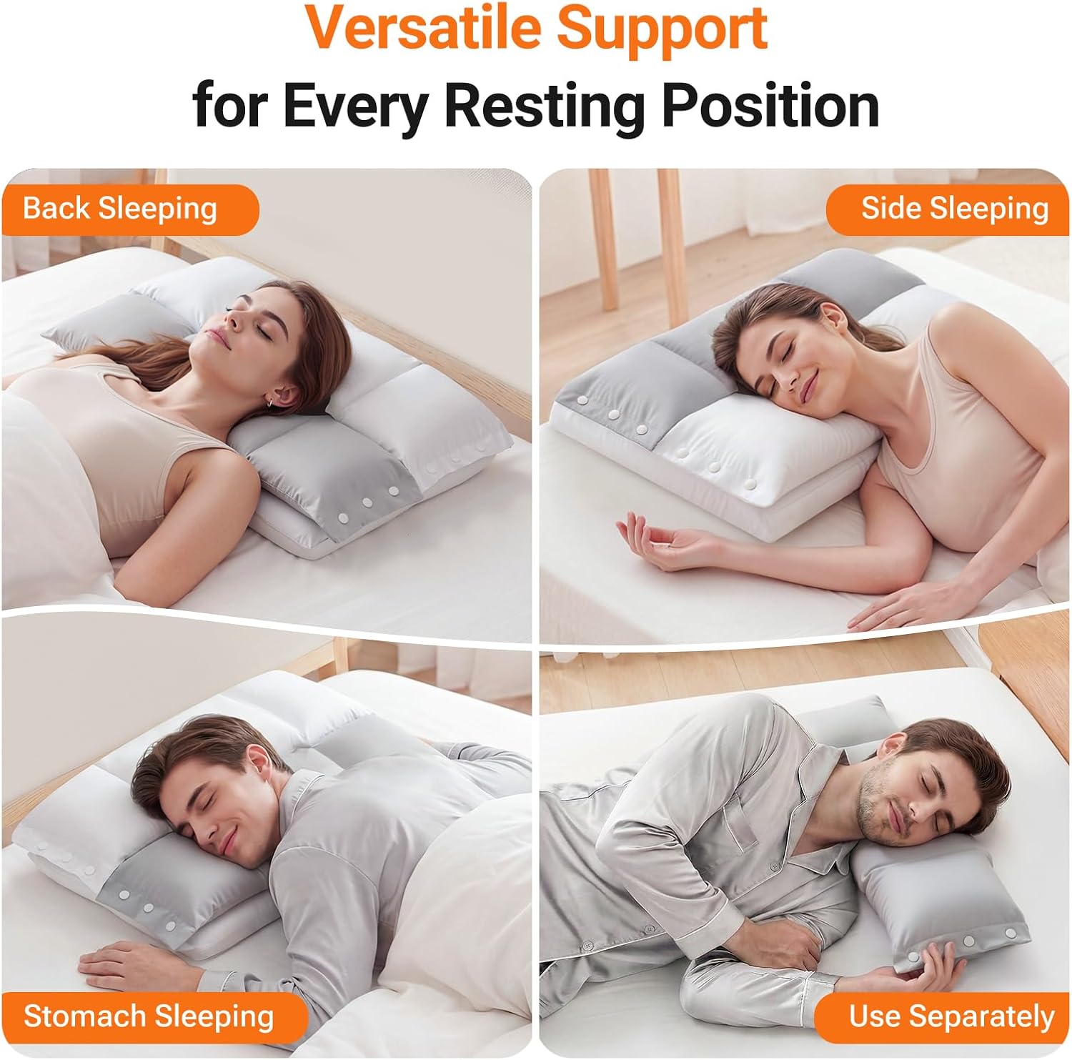 Cervical Neck Pillow with Dual Support Zones for Customizable Support, Memory Foam O-Shaped Ear Piercing Pillow for Ear Pressure Relief, Bed Pillow for Back, Stomach, Side Sleepers, Soft Cover