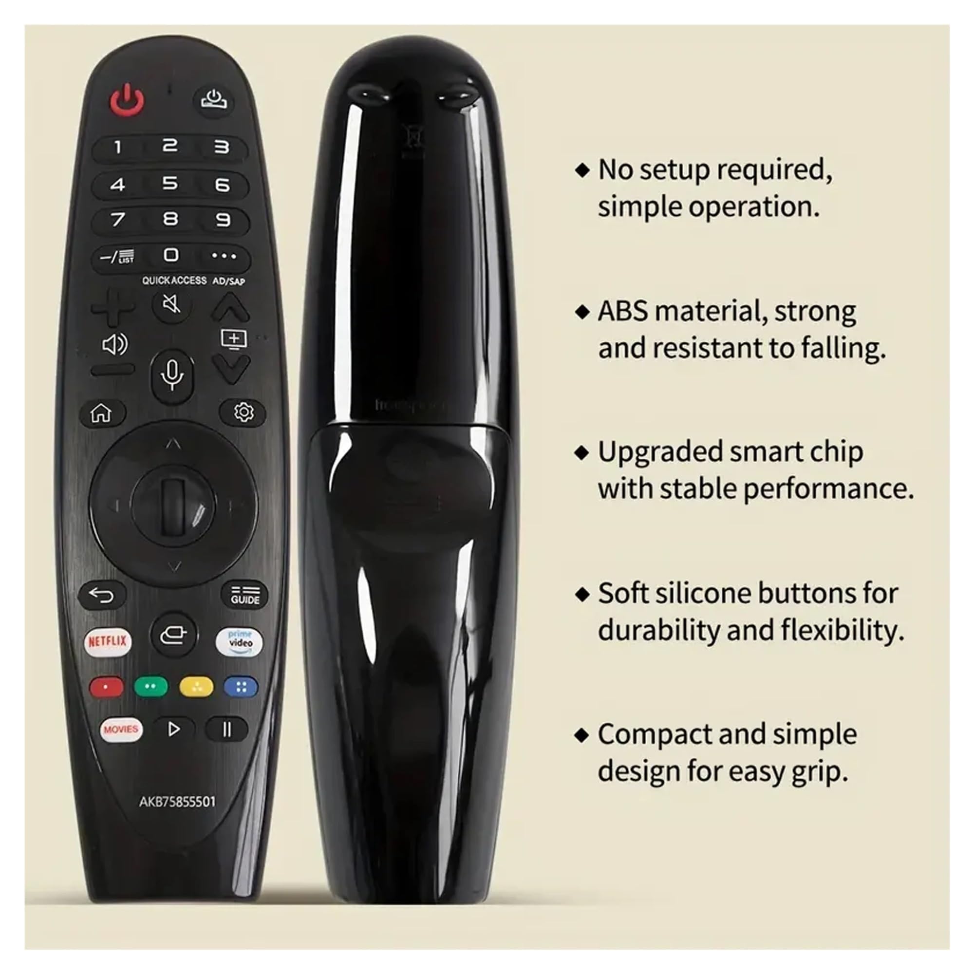 1 szt. Uniwersalny pilot Magic do telewizorów Smart TV z funkcją głosu i wskaźnika, zamiennik dla modeli AKB75855501 MR20GA MR21GA(With voice)