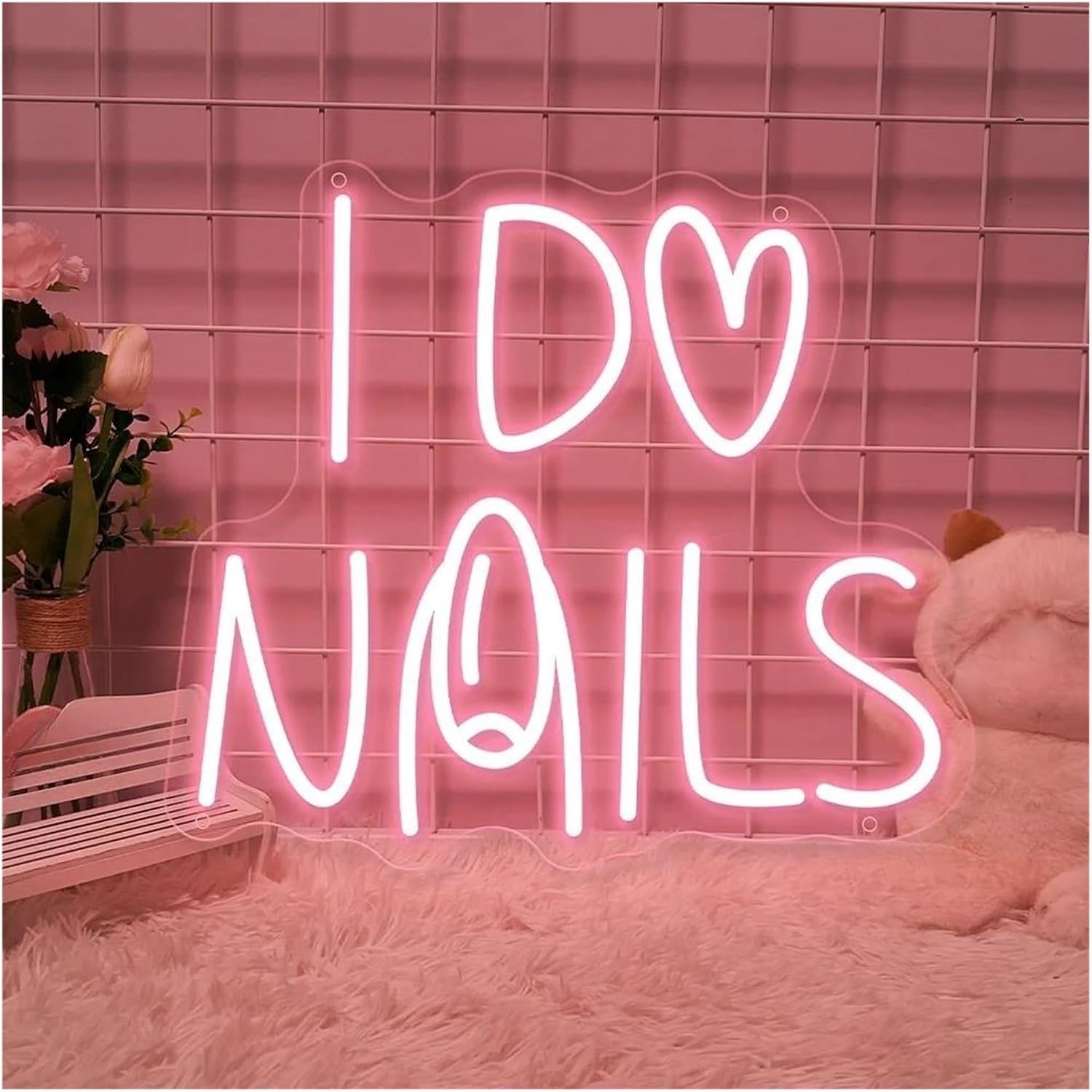 Zynther Neon lamp for LED for Neon Sign I Do Nails Nails Room for Lights Wall Hanging Decoration Business 35cm×40cm(H)