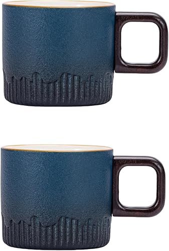 Miniatura 12 de Juego de 2 tazas de café expreso, tazas de cerámica de 2 onzas, tazas Demitasse para té o café (verde oscuro) Verde
