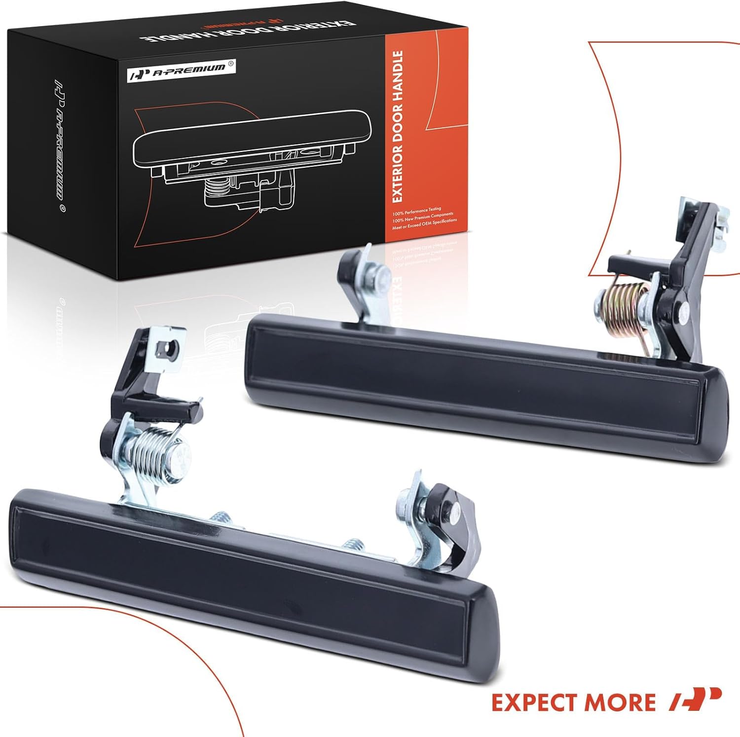 A-Premium Outside Exterior Door Handles Compatible with Buick Regal 1984-1987 & Chevrolet Monte Carlo 1983-1988 & Pontiac Grand Prix 1986-1986, Smooth Black, 2-PC Set, Front Driver & Passenger Side