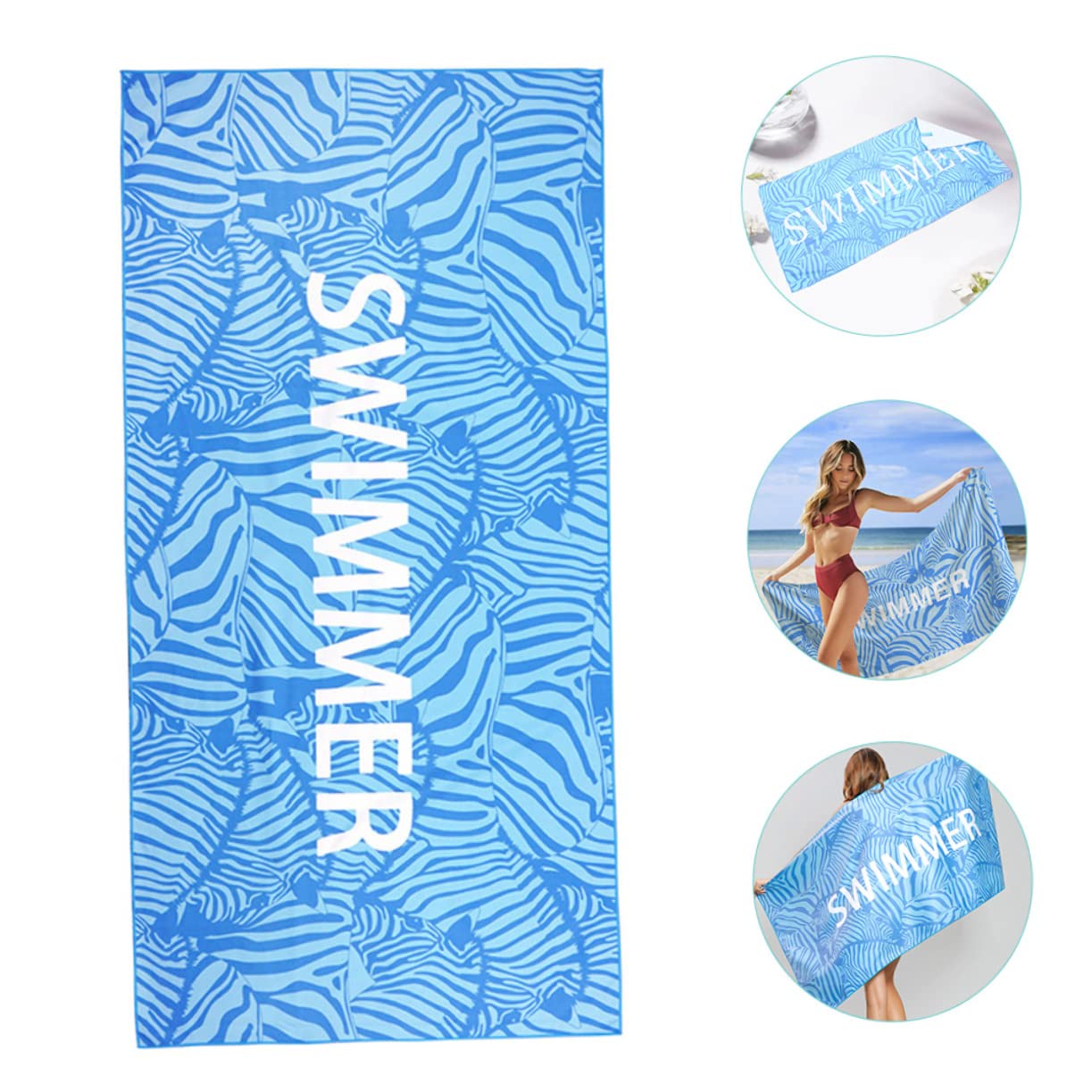 PRETYZOOM 3 Pz telo mare asciugamano portatile asciugamano palestra da bagno per bambini da viaggio in microfibra arazzo telo da piscina resistente all'usura Blue