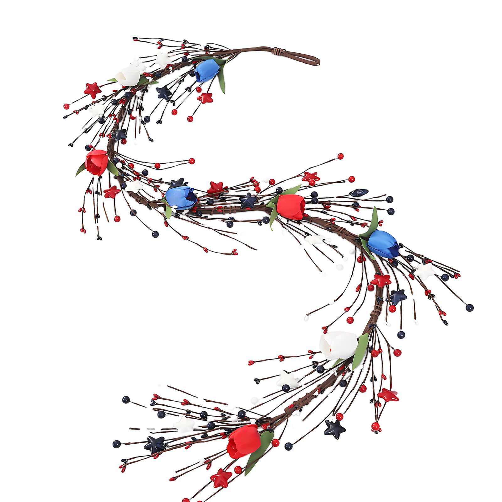 Yhplxyuus Star Berries Branch Independence Day Greeneries Decoration for Wall Table Centerpieces Arrangement Runner Boughs