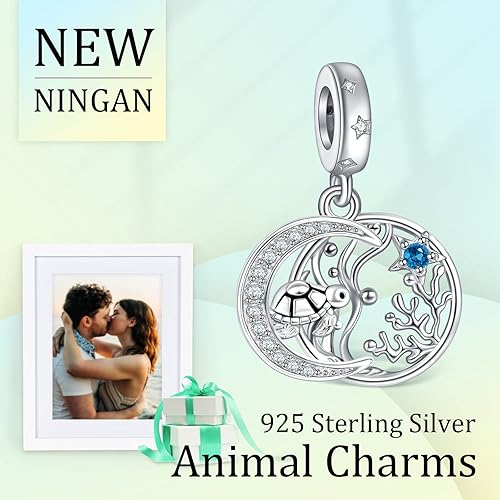 Vista 18 de NINGAN Colgante de plata de ley 925 con diseño de animales, elefante, perro, gato, tortuga, perro, unicornio para mujer