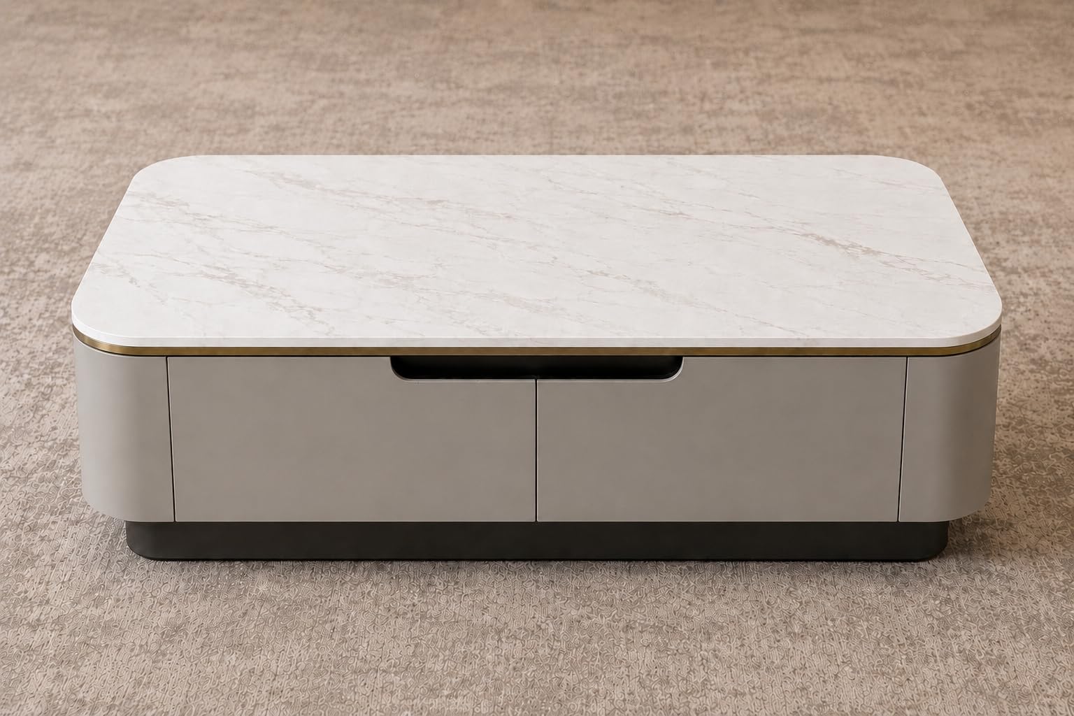 Jaguar Modern Marble Top Coffee Table with Storage | 47.24 Inch Rectangular Centre Table for Living Room | High Gloss Finish (Gray)-image-40