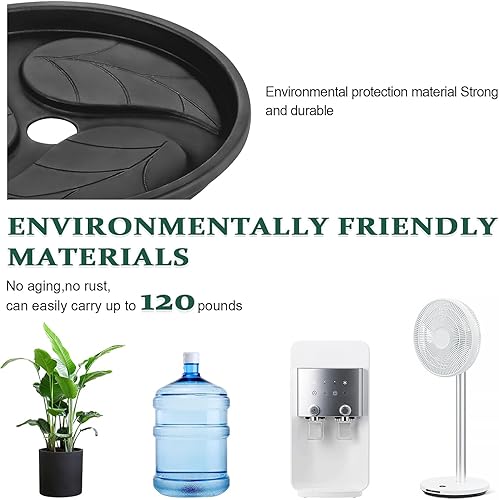 Miniatura 6 de Looca Organizador de plantas con ruedas y bandeja de drenaje, soporte rodante para plantas de 13 pulgadas, organizador de macetas redondas para