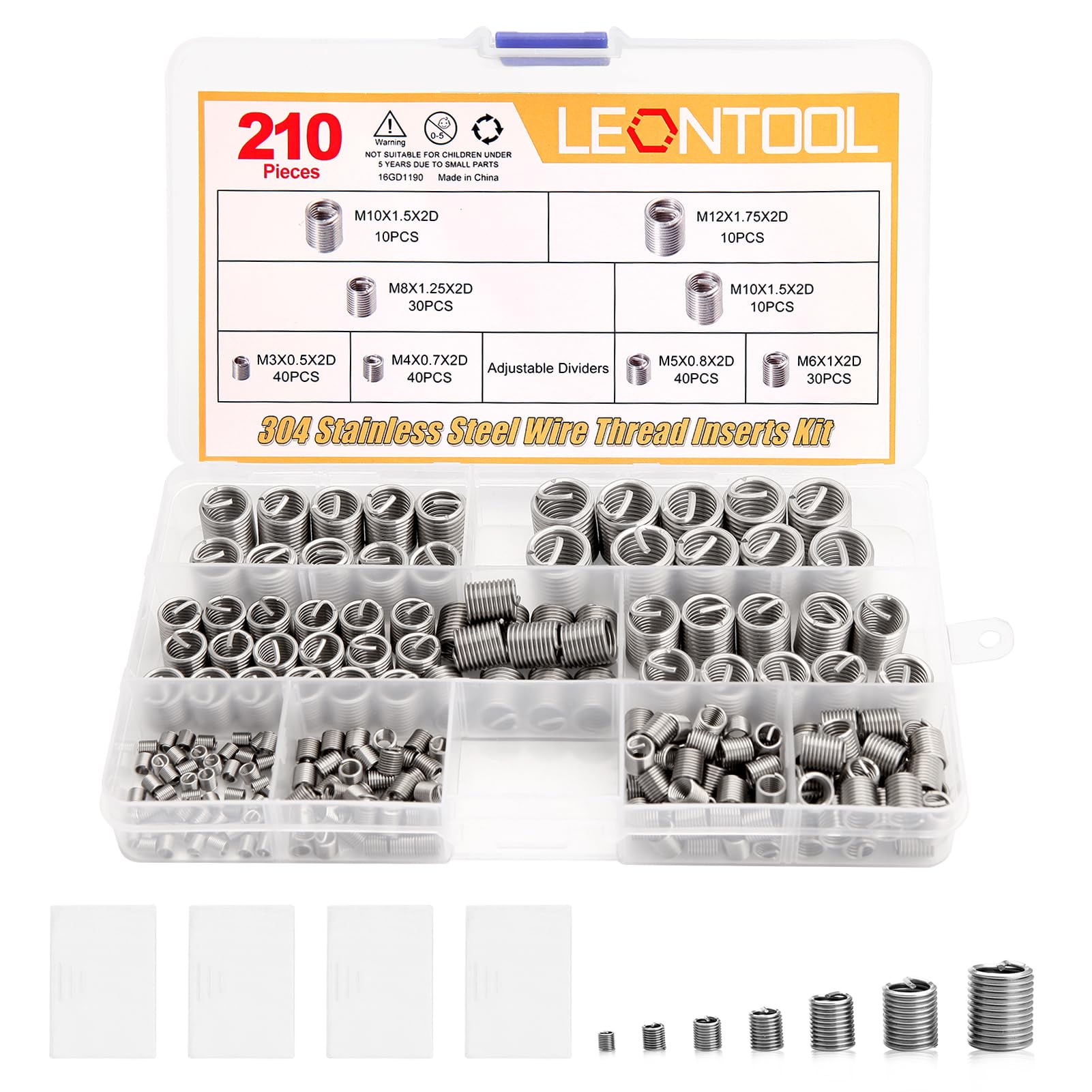 Thread Locking Inserts Kit - 140 Pcs Stainless Steel -3 Thread Locking Inserts Kit - 140 Pcs Stainless Steel -3