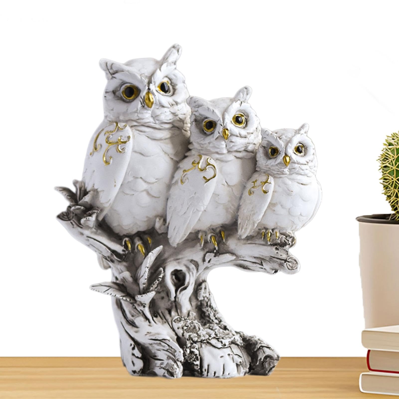 Amazon.co.jp: Resin Owl Figurine | Cute Owl Statue | Modern Animal