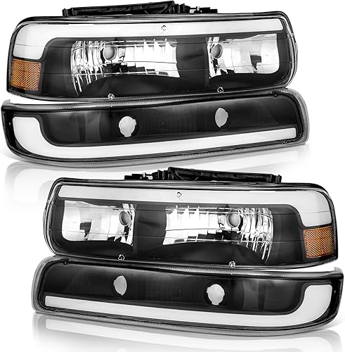 Miniatura 9 de Conjunto de faros delanteros para Chevy Silverado 1500 2500 99-02 para Silverado 1500HD 2500HD 3500HD para 00-06 Tahoe Suburban 1500 2500 Faro +