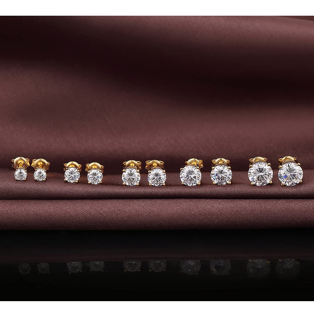 Pendientes de tuerca de diamante con circonita cúbica de plata de ley 925, hipoalergénicos, de corte redondo, para mujeres/hombres, unisex, 4 mm a 8 mm, Circonita cúbica, circonita,