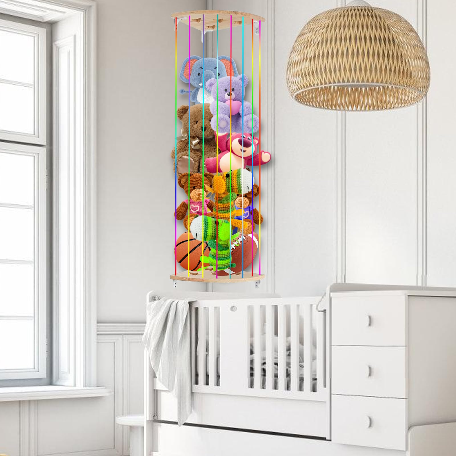 SUNOYA Kuscheltier Aufbewahrung Netz, Stofftier Hängematte, Kinderzimmer Hängend Spielzeug Organizer, mit Sternmuster, zur Kuscheltier Aufbewahrung