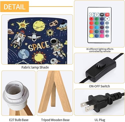 Miniatura 5 de Lámpara de mesa con trípode, espacio para póster, flyer, moderna mesita de noche, lámpara de escritorio regulable con base de madera, pantalla de