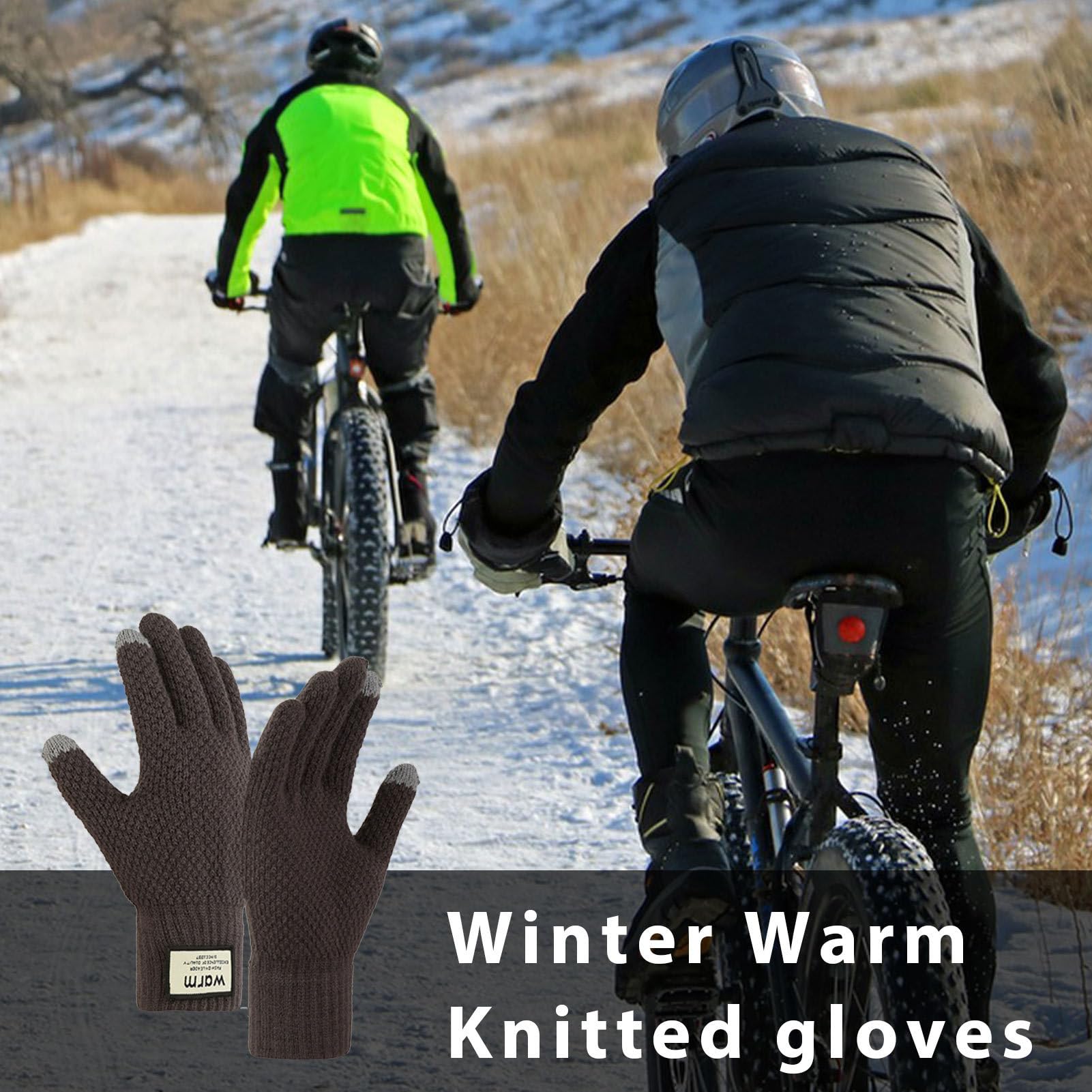 Guantes térmicos, guantes de invierno para pantalla táctil con diseño de doble capa, guantes cálidos para correr con material de punto, guantes de entrenamiento resistentes al viento, guantes de punto