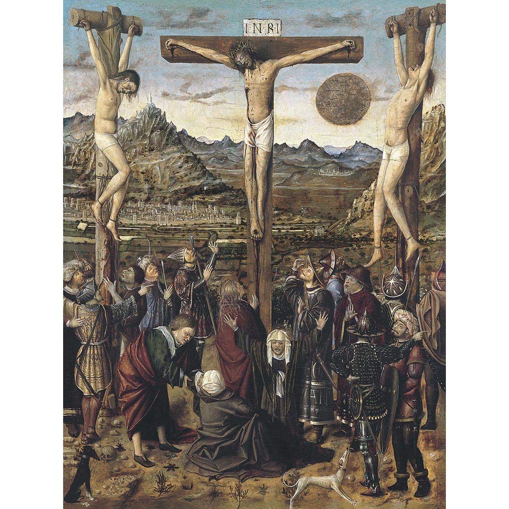 Wee Blue Coo Painting Religious Jesus Crucifixion Anónimo Valenciano Christian Classical Art Print Poster Decor 12X16 Inch