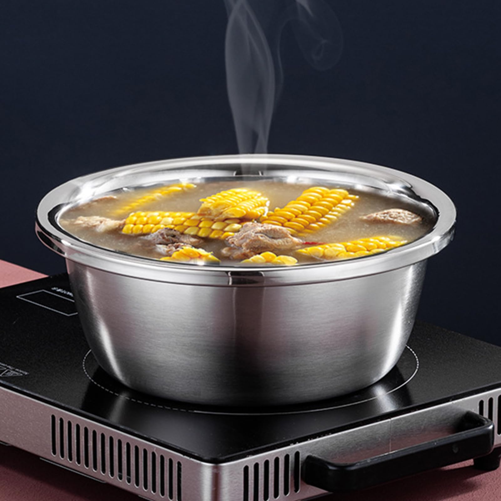 GERMANY Multifunktionales Edelstahlbecken, 3 in 1 Multifunktionales Edelstahlbecken Sieb Set, Küchenreibe Set, Sieb und Abflusskorb für Gemüse 26.0 cm
