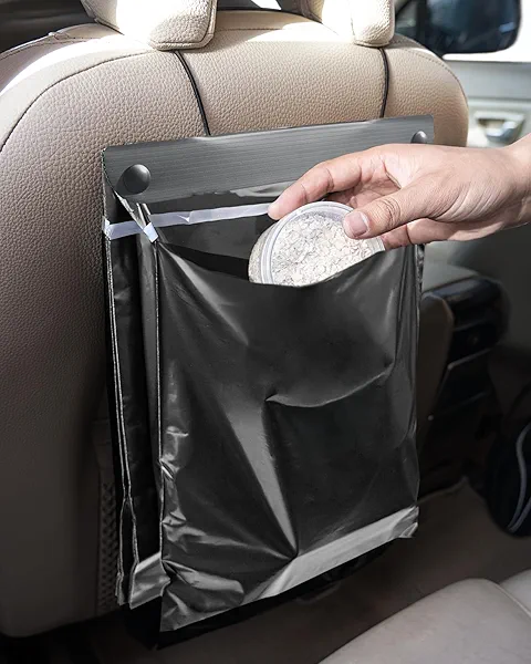 MUPEAK Disposable Car Trash Bags Hanging (Set of 15, Black) - Large 15 x 12Inches, Recycled Car Garbage Bags with Leak-proof & Smell-proof, Multipurpose Automobile Trash Container Perfect Car Fit