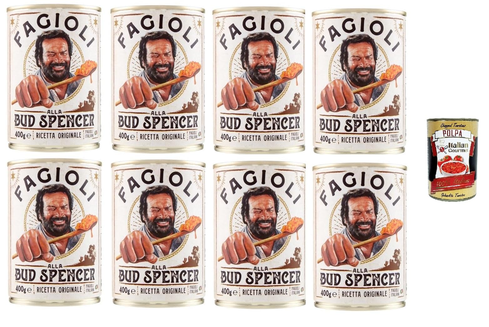 Bud Power- Bud-Spencer-Bohnen fertig zum Probieren 8 x 400gr + Italian Gourmet polpa 400g