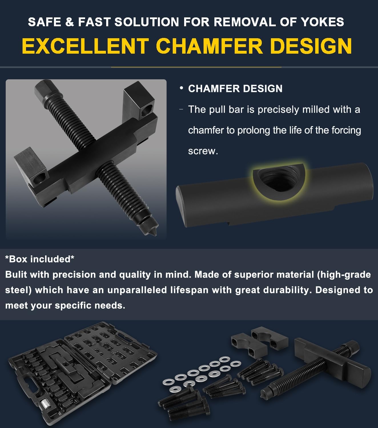 Camoo 10803 Heavy Duty Yoke Puller, Commercial Yoke Removal Tool Kit Made for Commercial Trucks & Semi Truck, Heavy Duty Trucks, Works on Class 6-8 Transportation Trucks and Equipment