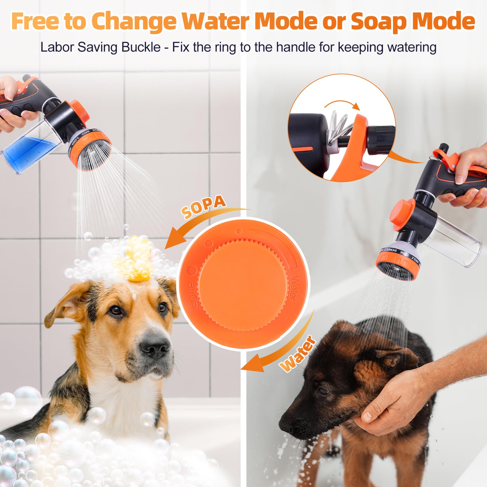 Hunde-Duschaufsatz mit Metall-3-Wege-Duschumsteller und 1,8 m Duschschlauch für Badezimmer, Showr-Arm, Hundewaschschlauchdüse für einfaches Baden von Haustieren, Hundewaschschlauchaufsatz