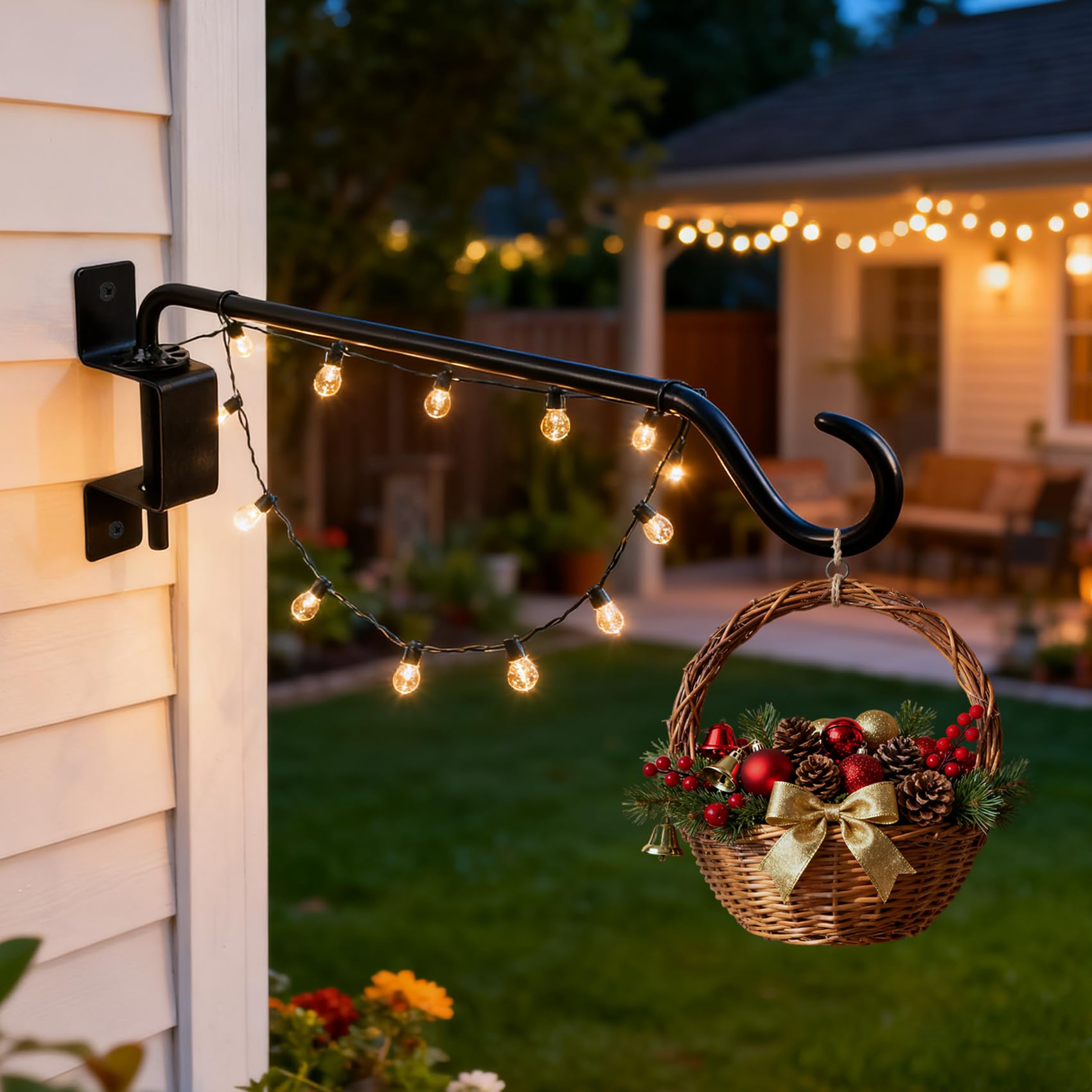 40,6 cm Schwenkbarer Pflanzenaufhänger 2 Stück - Robuste Wandhalterung Pflanzenhalterungen mit 360° verstellbarem Haken, rostbeständige Metall Outdoor Pflanzenaufhänger für Blumenkörbe