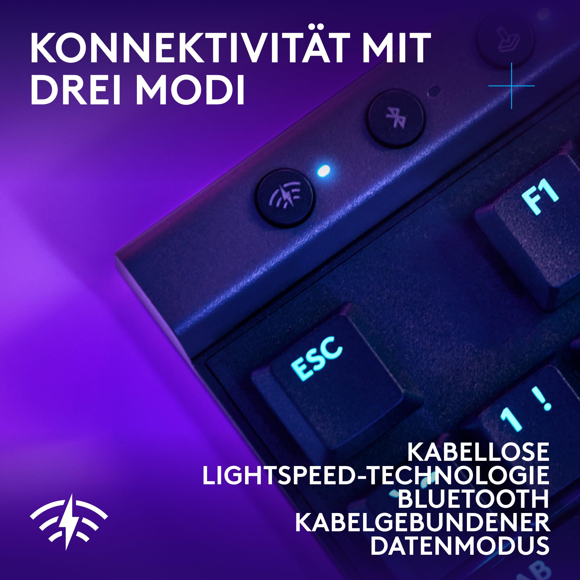 Logitech G G515 Lightspeed TKL kabellose Gaming-Tastatur, LIGHTSYNC RGB, dünnes Profil, PBT-Tastenkappen, taktile Switches, Deutsches QWERTZ-Layout Schwarz