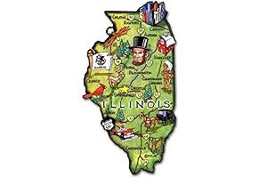 Illinois State Decowood Jumbo Wood Fridge Magnet 4.5