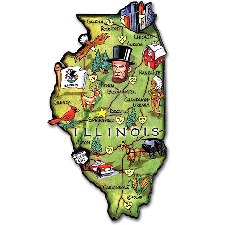 Illinois State Decowood Jumbo Wood Fridge Magnet 4.5