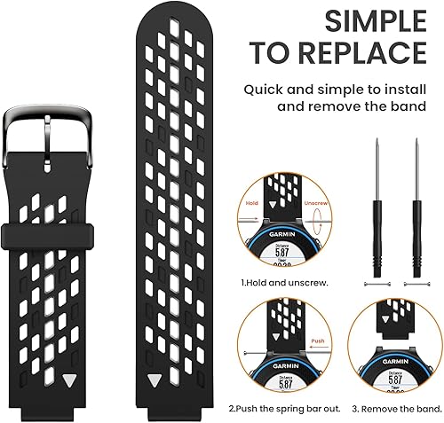 Miniatura 10 de CUZOW Para Garmin Forerunner 235Forerunner 620735XT220230630Approach S20S6S5, correa de reloj de silicona suave de dos en uno de repuesto,